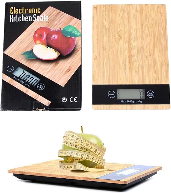 Mutfak Gıda Terazisi | LCD Ekranlı Ahşap Dijital Mutfak Terazisi - Gıda Terazisi Dijital Ağırlık Gram ve Oz, 1g/0.1oz Hassas Mezuniyet, Şık Temperlenmiş Ahşap Platform