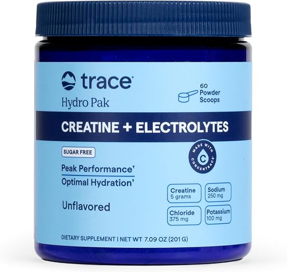 Trace Minerals Creatine + Electrolytes, Unflavored, 30 Servings