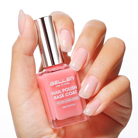 GELLEN Base Coat Nail Polish Clear Pink, No UV/LED Light Needed, HEMA Free