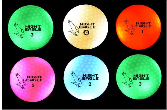 Night Eagle CV LED Golf Balls - Light Activated - No Timer - 6 Pack (Assorted)