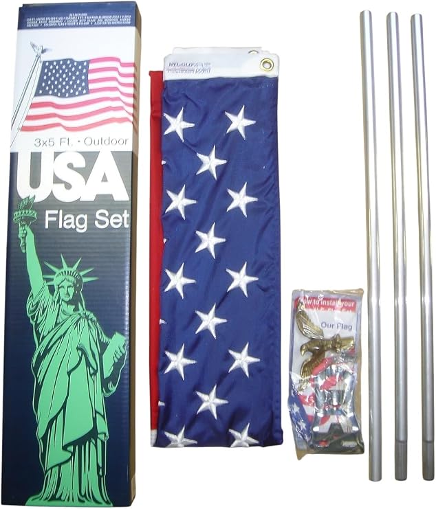 Annin Flagmakers American Flag & Flagpole Kit - 3 x 5 Feet (Model 11415)