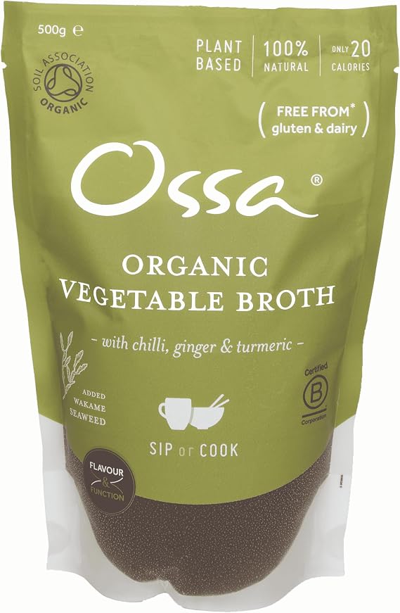 Ossa Vegetable Broth, High-Protein Broth, Preservative-Free Soup & Cooking Essential, Keto & Paleo-Friendly Soup Maker for Gut Health & Digestion, 500 g - Delivered Frozen