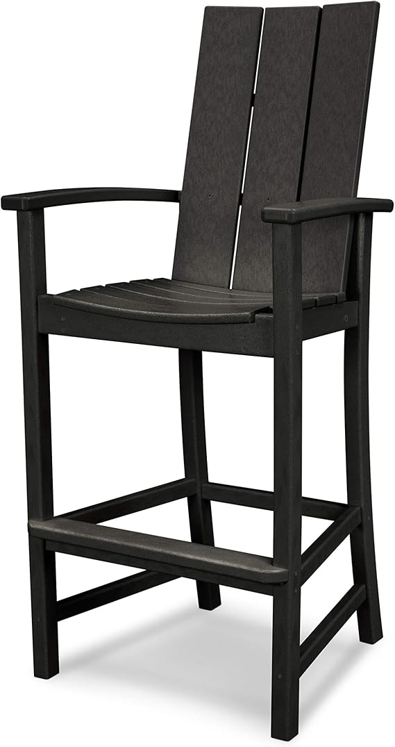 POLYWOOD Modern Adirondack Bar Chair, Black