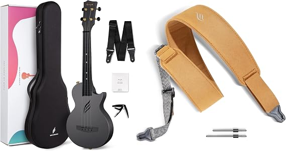 Enya Concert Ukulele Nova U 23 Carbon Fiber Travel Ukulele with Beginner Kit & enya Magnetic Strap