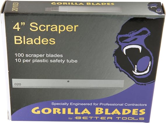 Better Tools 4" Scraper Blades -100 Blades/Box - 10 Blades/Tube