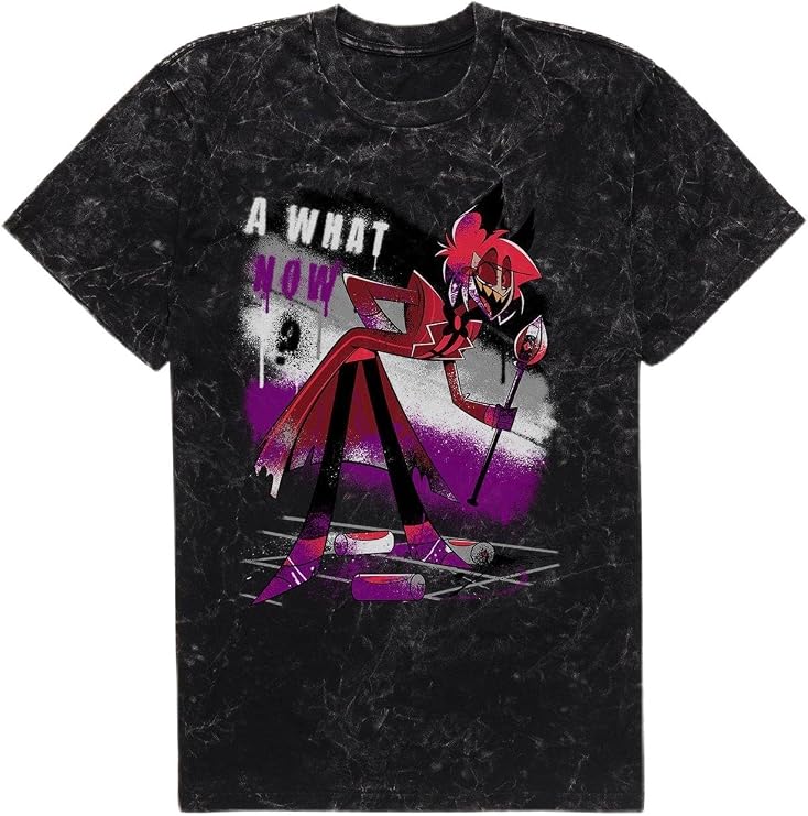 Hot Topic Hazbin Hotel Alastor What Now Mineral Wash T-Shirt Black Mineral WASH XL