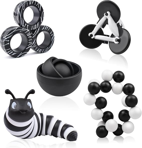 Fidget Toys Adults Pack, Sensory Toys 5PC Set, Gift Ideas for Boys Girls Teens Kids, ADHD Autism Stress Relief Finger Toy Hand Fidget Spinner