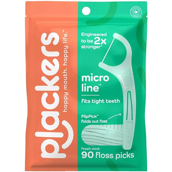 PLACKERS Micro Mint Freshens Breath, Dental Flossers Mint 90 Each