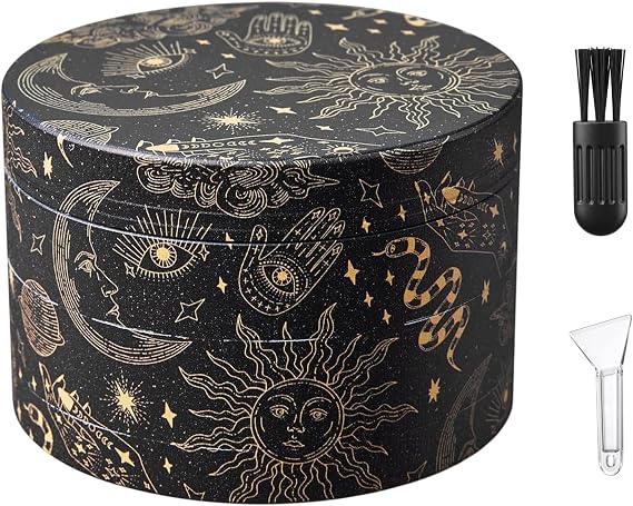 Grinder Large Crusher, 63 mm Tarot Grinder, 4 Layers, for Spice, Herbs, Seasonings, Herb, Coffee with Pollen Scraper and Brush, Gift for Special Occasions