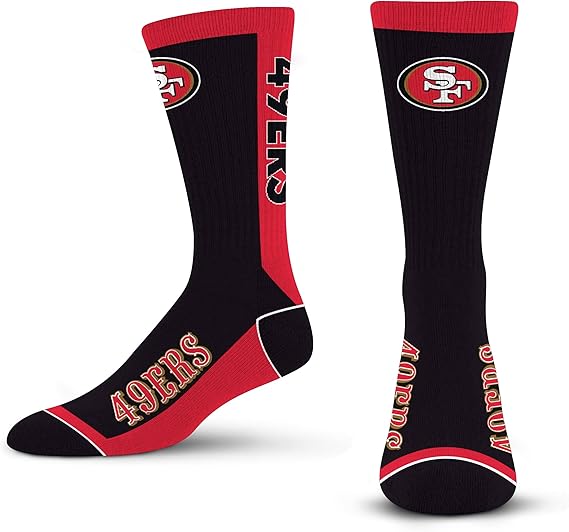 For Bare Feet NFL Unisex Mvp Crew Sock Nfl Large