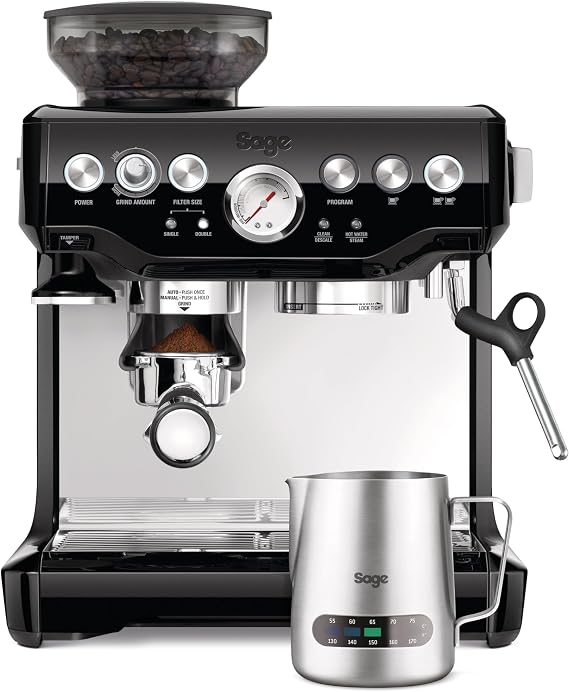 Sage the Barista Express Espresso Machine, Bean to Cup Coffee Machine with Milk Frother, BES875BKS - Black Sesame