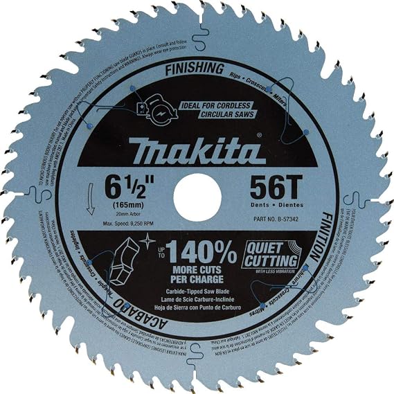 Makita B-57342 6-1/2" 56T Carbide-Tipped Cordless Plunge Saw Blade