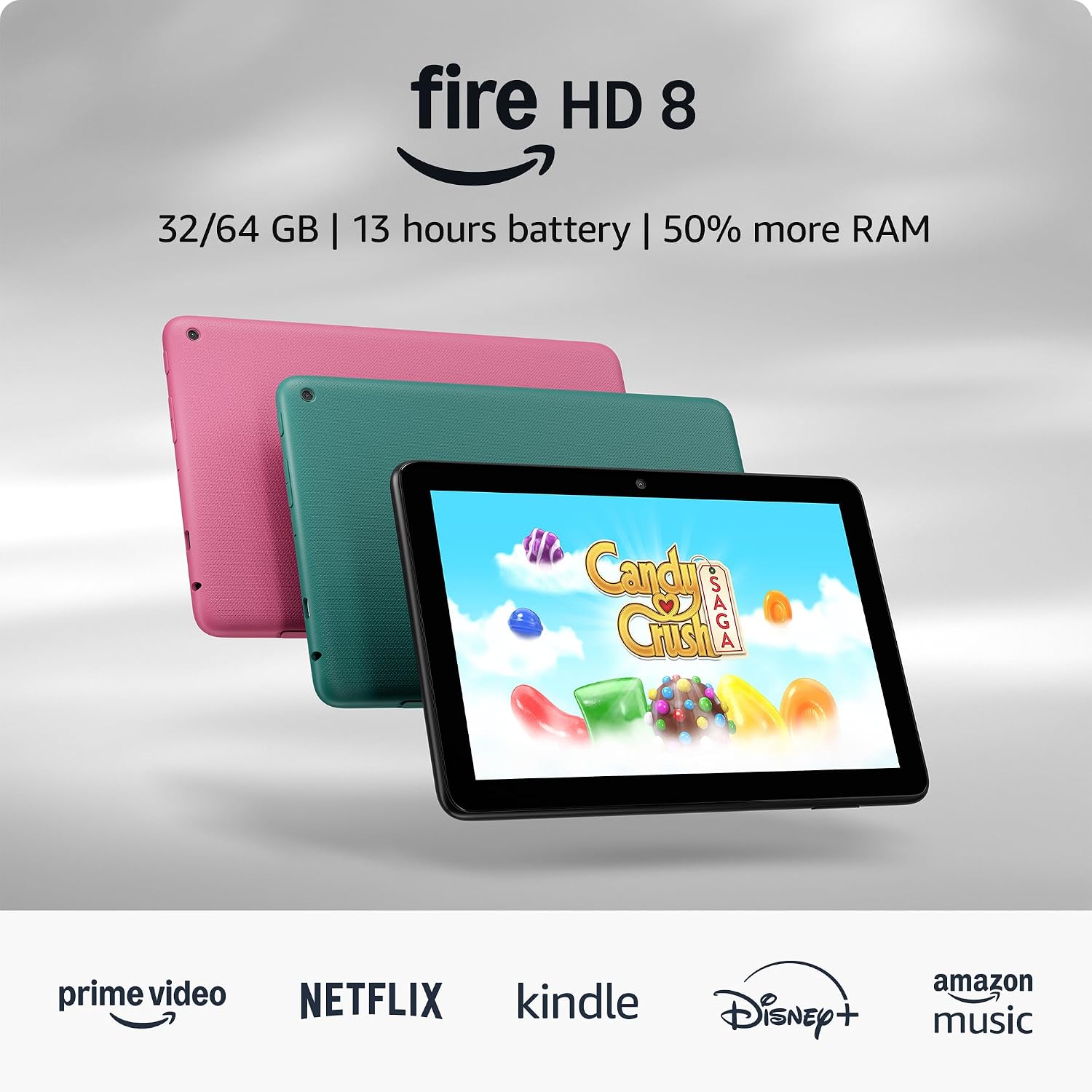 Amazon Fire HD 8 tablet (newest gen), 8" HD Display, 4 GB memory, 64 GB, responsive and vibrant, designed for portable entertainment, Black, (2024 release) – with ads