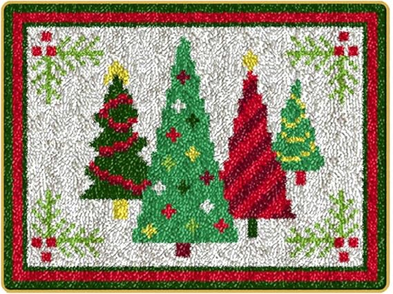 Christmas Latch Hook Kit DIY Rug Making Carpet Embroidery Kit, Christmas Tree