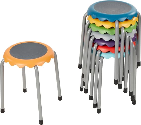 Back2School Express Stackable Stool Set, 17in Height, 8-Piece, Assorted