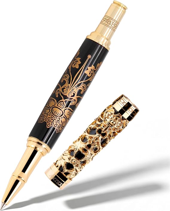 ARTEX x National Palace Museum Gold Lotus Rollerball Pen Gift Set | Luxury rollerball pen crafted from solid metal with German SCHMIDT refill and gift-ready box for smooth everyday writing.