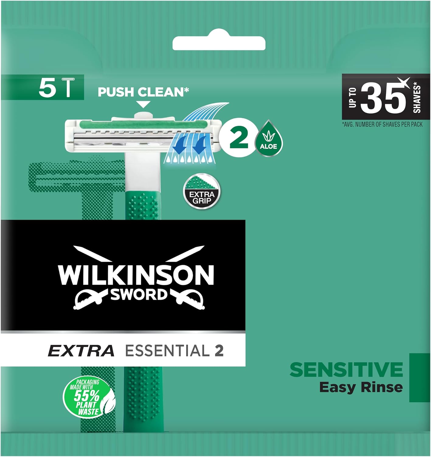 Wilkinson Sword Extra Essential 2 Sensitive disposable shaver, 5 for men