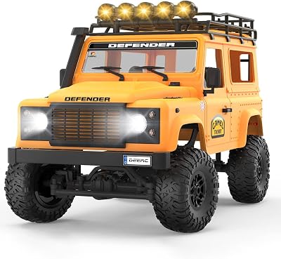 DEERC 1:12 RC Cars, 4x4 Rock Crawler, Off-Road Remote Control Truck Jeep WLED Light System, 100 Min Play 2.4Ghz All Terrain RTR Electric Vehicle Toy