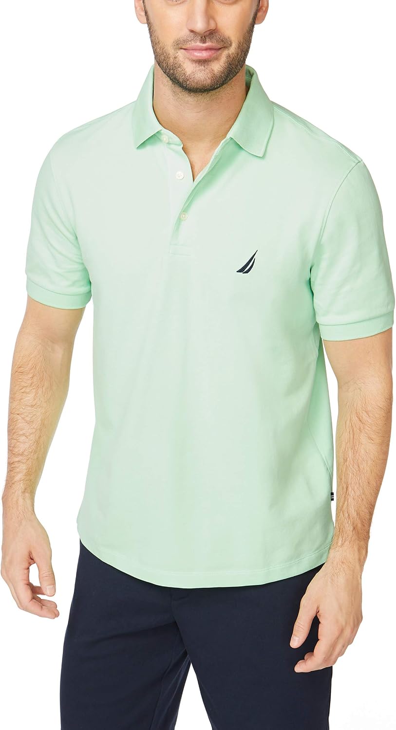 Nautica Men's Short Sleeve Solid Stretch Cotton Pique Polo Shirt Polo Shirt