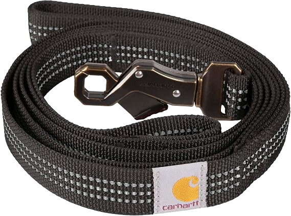 Carhartt Nylon Dual Handle Dog Leash Black L | Durable Nylon Webbing Fabric with Secure Metal Trigger Claw Clasp