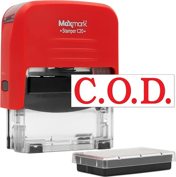 C.O.D. Self Inking Stamp, Printer 20 with 2 Pads - Red Ink