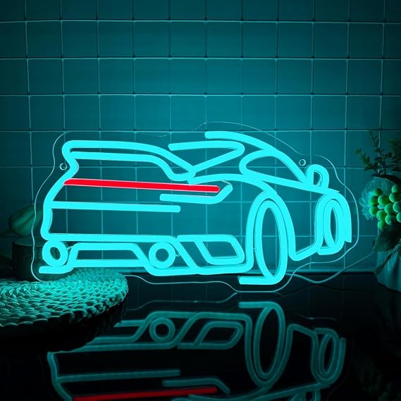 Blue Car LED Neon Sign Dimmable Acrylic Decorative Lamp Light up Sign for Bedroom Living Room Bar Kitchen Party Wedding Art Wall Decor