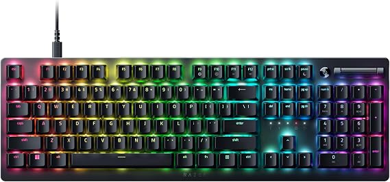 Razer DeathStalker V2 (Kırmızı Anahtar) - Optik Düşük Profilli Oyun Klavyesi (Doğrusal Optik Anahtarlar, Çıkarılabilir Cable, Lazerle Kazınmış Tuş Başlıkları, RGB) US-Düzeni | Siyah