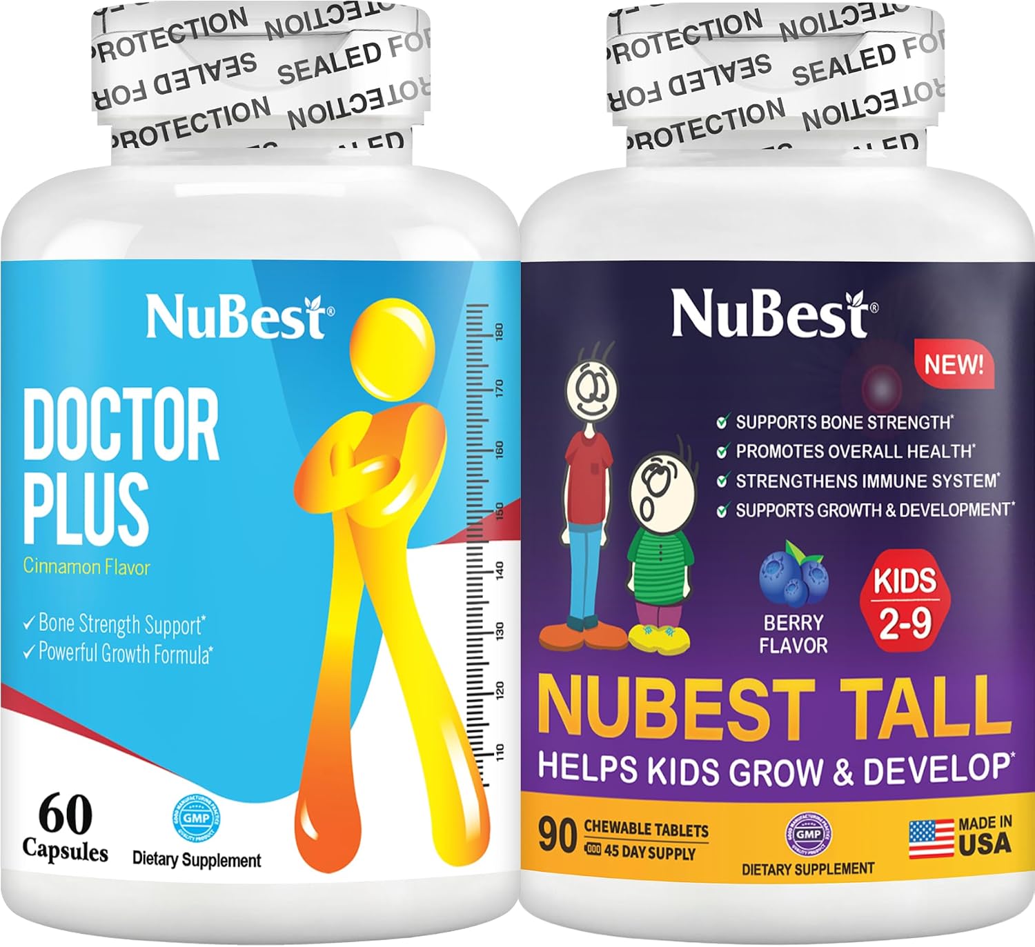 NuBest Bundle of Doctor Plus - Powerful Height Growth Capsules Tall Kids 90 Chewable Tablets with Berry Flavor for Kids 2 to 9 - Helps Kids Grow Taller & Healthy Height