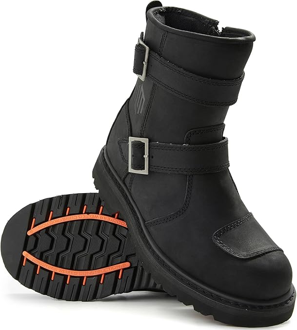ILM Leather Motorcycle Boots with Side Zipper M1005