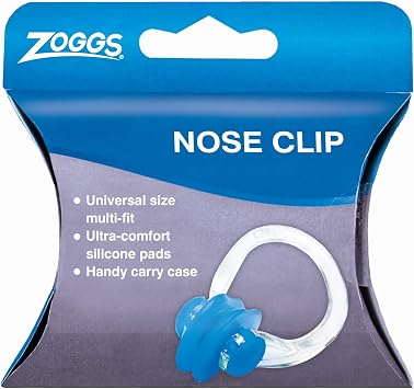 Zoggs Unisex Adult Silicone Swimming Nose Clip with Compact Carry Case | Easy Fit Plastic Frame, Soft Silicone Pads - OSFA