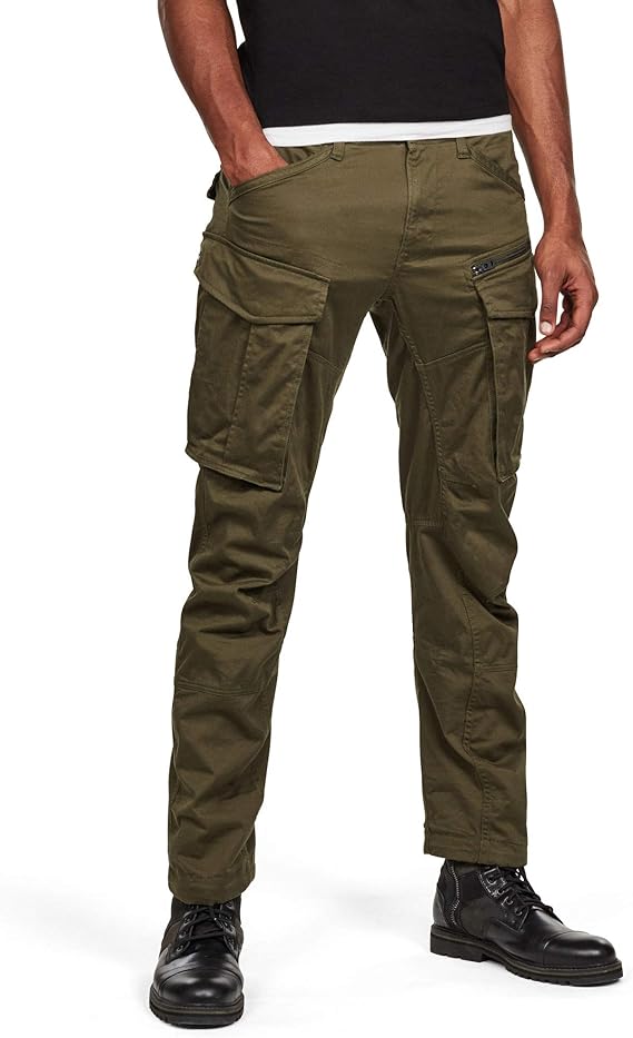 G-STAR RAW Men's Robic Zip 3D Straight Tapered Fit Cargo Pant, Dark Bronze Green, 28W x 34L