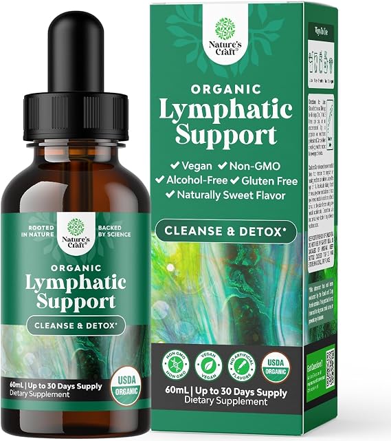 Organic Lymphatic Drainage Drops - Organic Cleavers & Echinacea - 2 Fl Oz