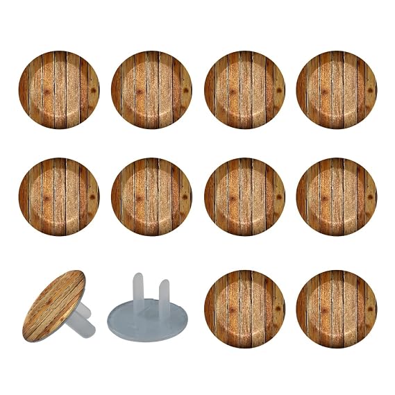 12 Pack Brown Wooden (2) Outlet Covers Baby Proofing - Plug Covers for Electrical Outlets, Child Proof Socket Covers, Baby Safety Products for Home, Office