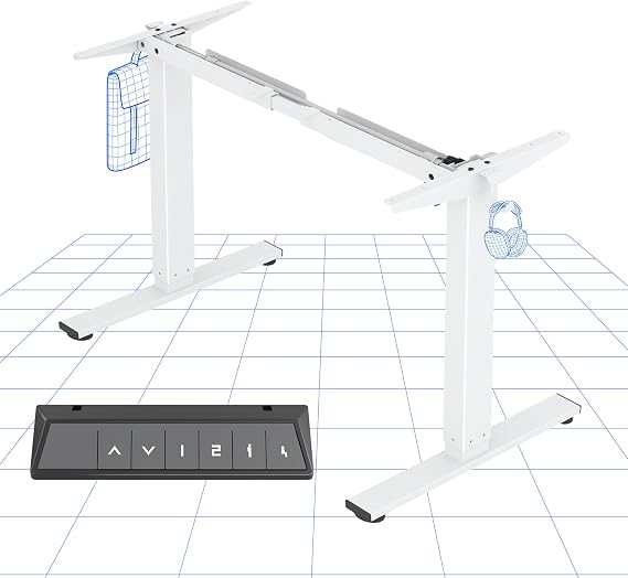 FLEXISPOT Height Adjustable Electric Standing Desk Frame Ergonomic Sit-stand Workstation with Memory Smart Panel EN1(2 Stage | White)
