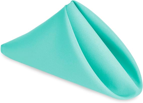 Cloth Napkins Set of 6, 18 x 18 Inch, Aqua | Washable Dinner Napkins with Hemmed Edges for Restaurant, Wedding and Holiday
