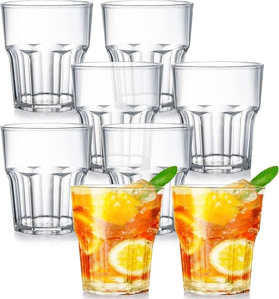Tebery 8 Pack 250ml Acrylic Plastic Tumblers, Reusable Cups Stackable Plastic Acrylic Drinking Tumblers for Adults Kids Party, BPA Free