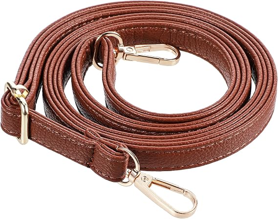 Telooco Purse Strap Replacement 85-150cm Adjustable Leather Belt for Purse Crossbody Bag Handbags (Brown Strap, Gold Buckle)