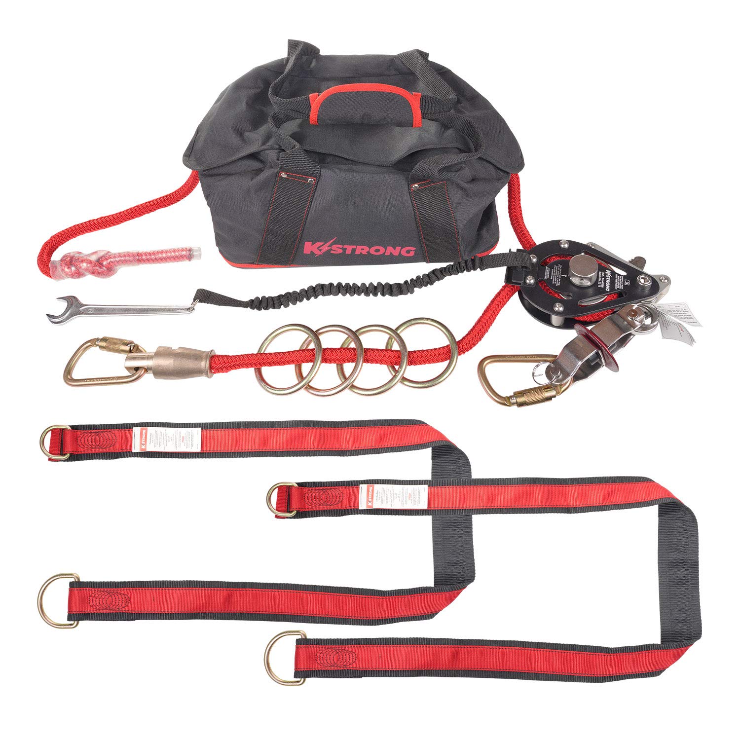 KStrong UFA40010 Wrangler Adjustable Horizontal Lifeline System, 100-Ft, RedBlack