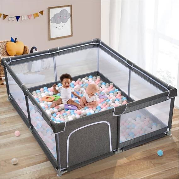 UANLAUO Baby Playpen, 71x59 in Large Play Pens for Babies and Toddlers, Sturdy Baby Play Yards with Anti-Slip Base, Non-Toxic, Safe Indoor & Outdoor Kids Activity Center with Breathable Mesh