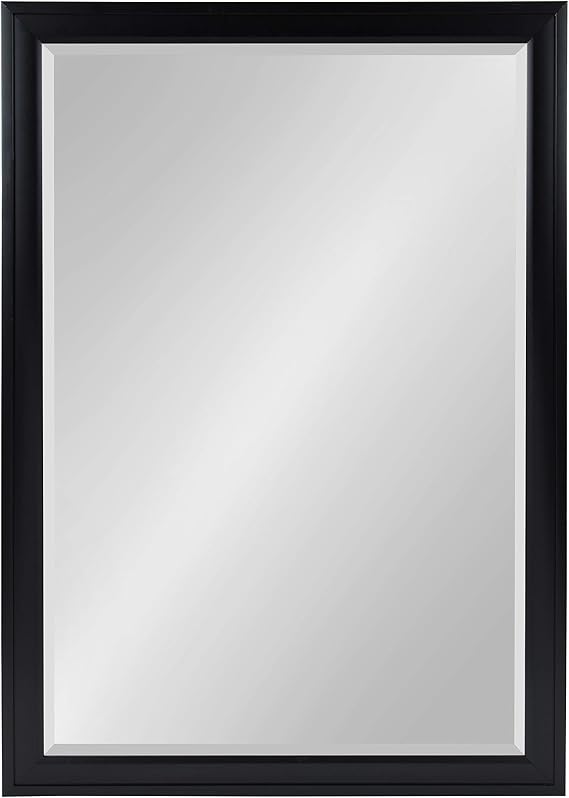 DesignOvation Bosc Framed Decorative Rectangle Wall Mirror, 27.5x39.5 Black