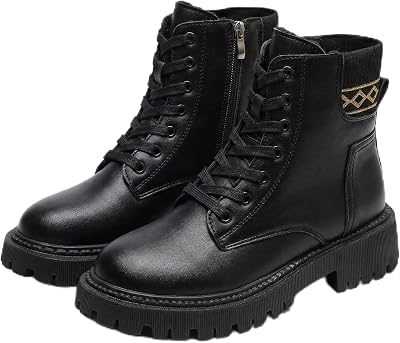 Womens Platform Ankle Boots Fur Lined Winter Snow Booties Fashion Chunky Sole Combat Shoes Warm Walking Footwear