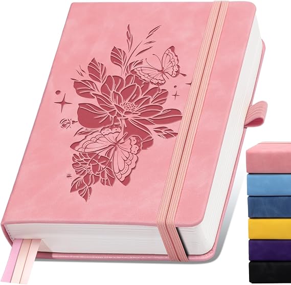 Lined Journal Notebook 365 Pages, A5 Leather Journals for Writing Women & Men, Hardcover Notebook with 100GSM Thick Paper, Daily Journal Notebook for Travel, Work, School, Note Taking, College Ruled