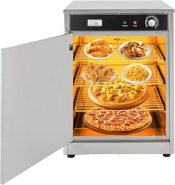 Electric Commercial Hot Box Food Warmer,600W, Countertop Heated Holding Cabinet, Food Warming Cabinet Warming Oven for Catering, w/Thermom