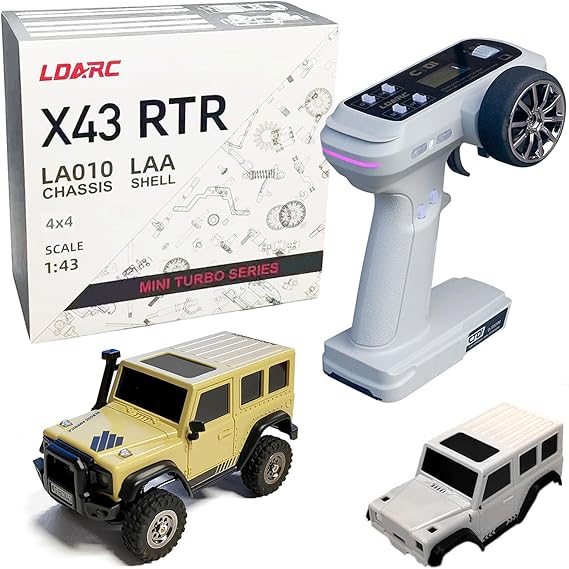 LDARC 1:43 Scale Mini RC Crawler RTR RC Rock Truck 4x4 2.4GHZ Hobby Grade Remote Control Car Model Vehicle RC Buggy,  with a DIY Replaceable Body Shell(Desert Yellow)