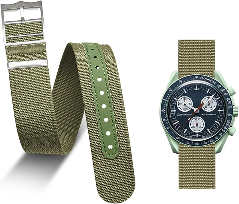 Bands for Moonswatch Watch,Nylon Watch Strap Compatible with Omega X Swatch Moonswatch Speedmaster 20mm Watch Band Replacement Men Women (army green)
