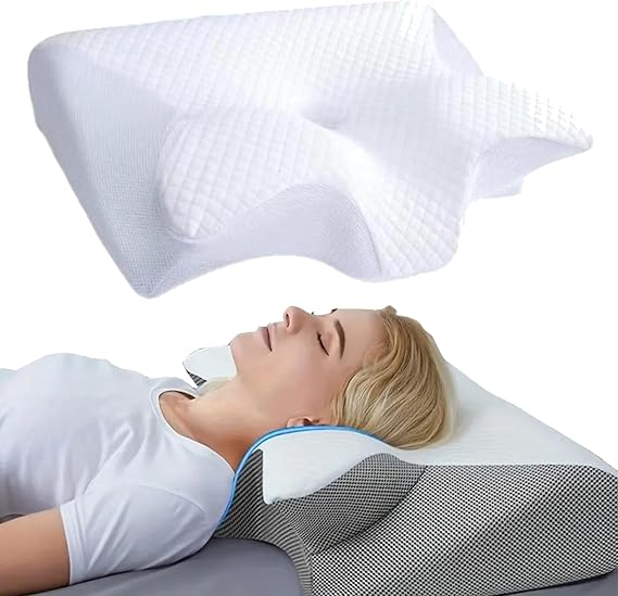 Slumber Contour Relief Pillow, Tricopio Pillow, Side Sleeper Pillow for Neck Pain, Memory Foam Neck Pillow Side Sleeper, Cervical Neck Pillow Side Sleeper, Ergonomic Pillow for Side Sleepers-White