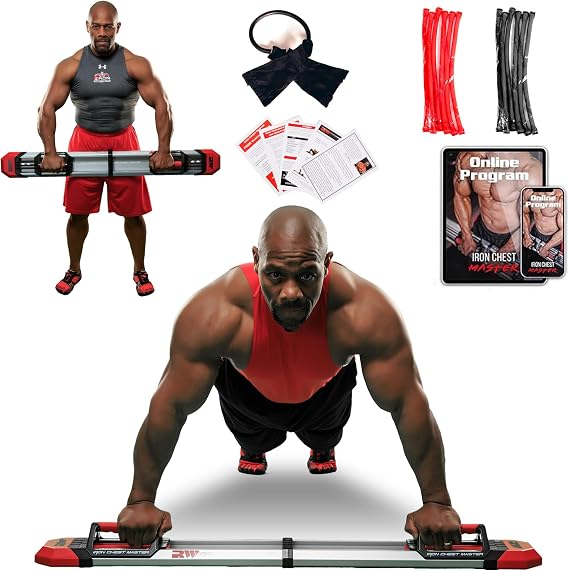 Extreme Push Up Machine - The Perfect Chest Workout Equipment for Home Workouts - Exercise Equipment includes Resistance Bands and Unique Fitness Program for Men and Women