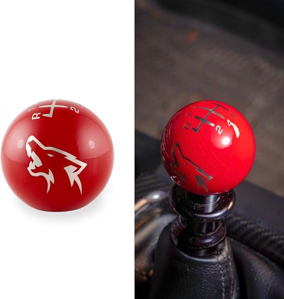 Billetworkz Weighted Coyote Shift Knob for Manual Ford Mustang (2011-14), Gloss Red
