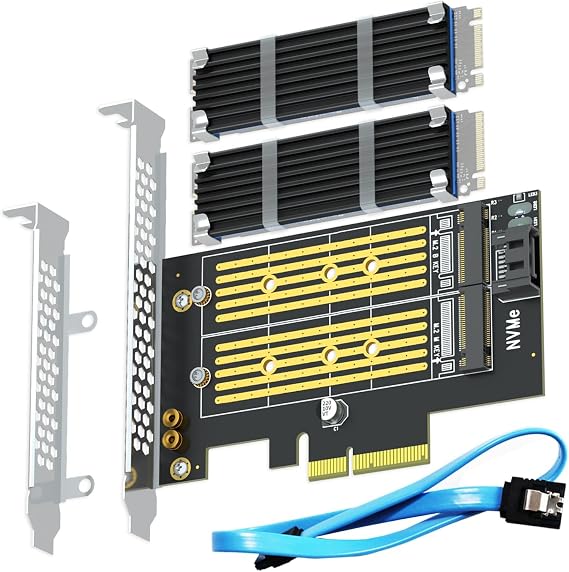 GLOTRENDS PA12-HS M.2 PCIe 4.0 X4 Adapter NVMe + SATA SSD with Heatsinks