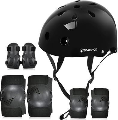 TOMSHOO Adjustable Helmet for Ages 5-16 Kids Toddler Boys Girls Youth,Protective Gear Set with Elbow Knee Wrist Pads for Skateboard, Bike, Skating, Cycling Roller Skate